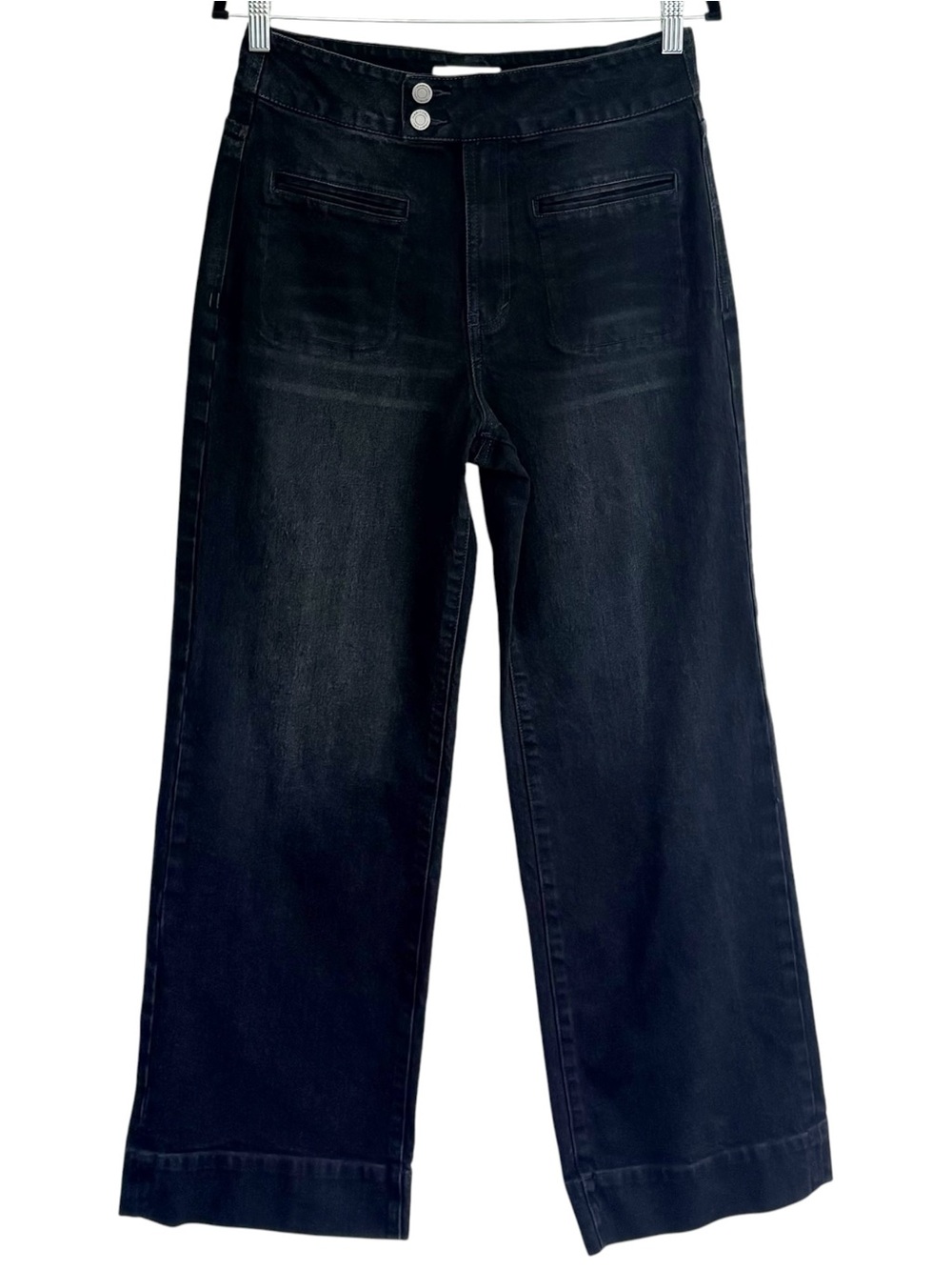 HABITUAL High Rise Wide Leg Black Jeans 90s Minimalist Stretch Denim 8/29